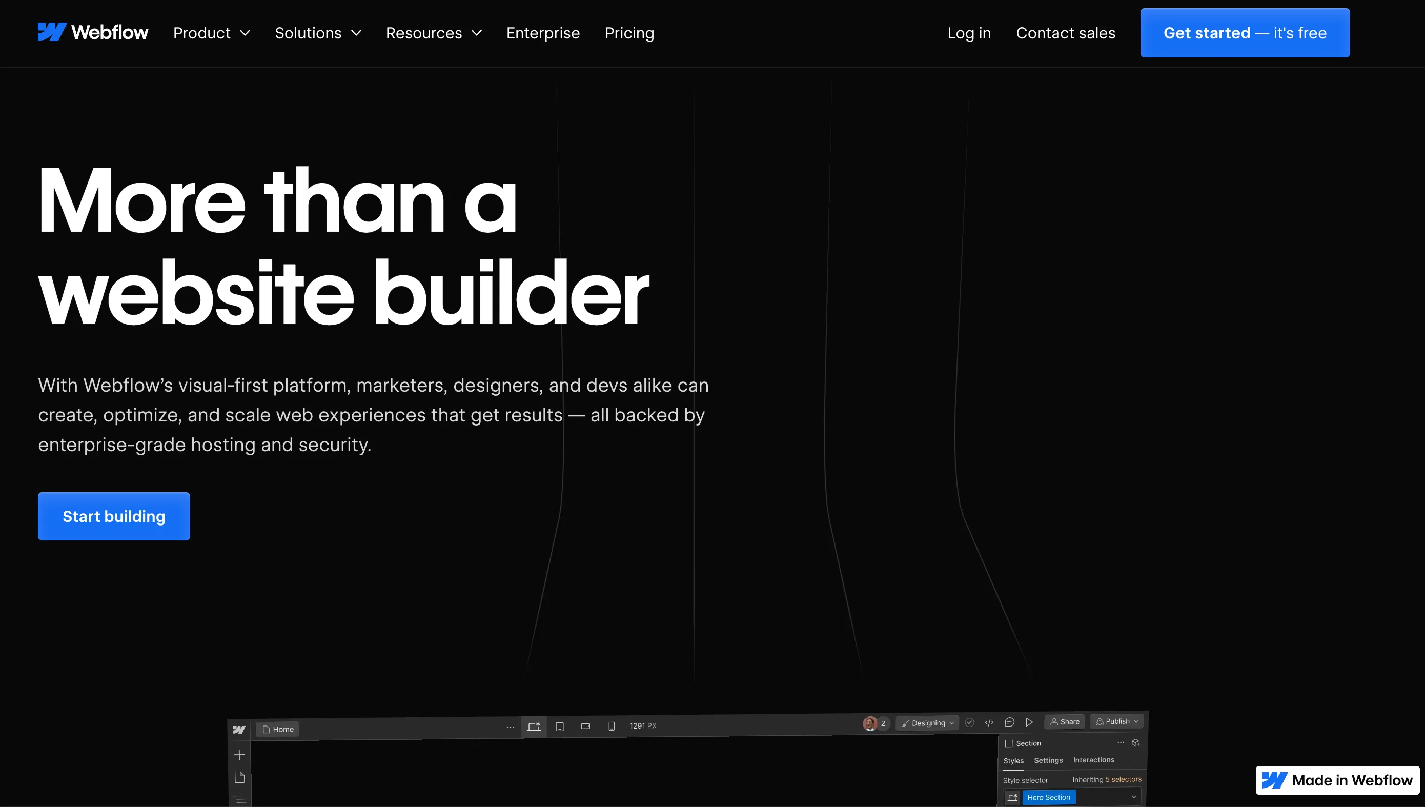 Aperçu de Webflow