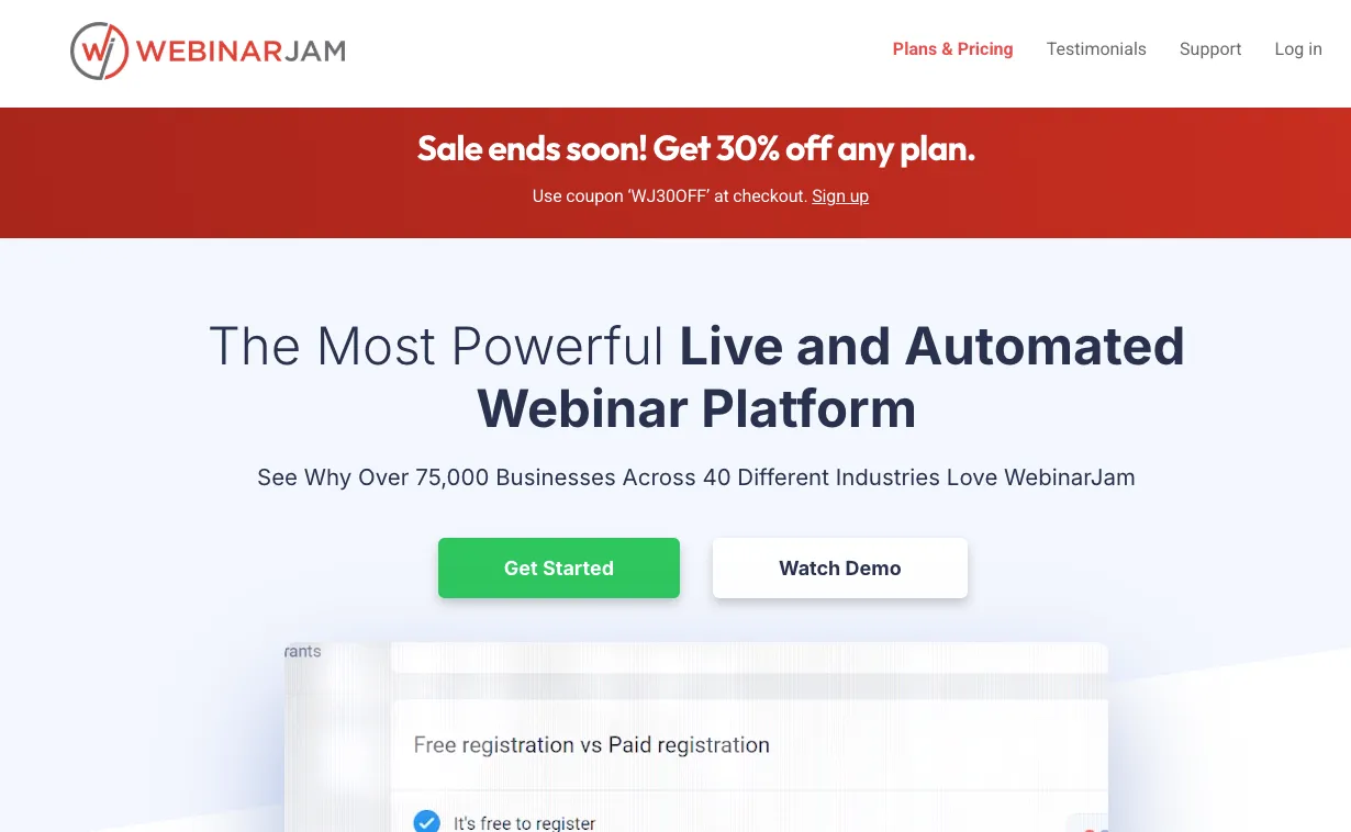 Aperçu de WebinarJam